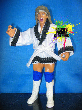 Texas Tornado White Robe with Black Trims