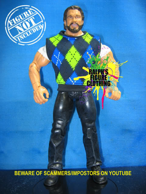 Mean Street Posse Blue and Neon Green Print Vest