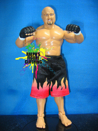 Black MMA-Style Shorts with Flame Design